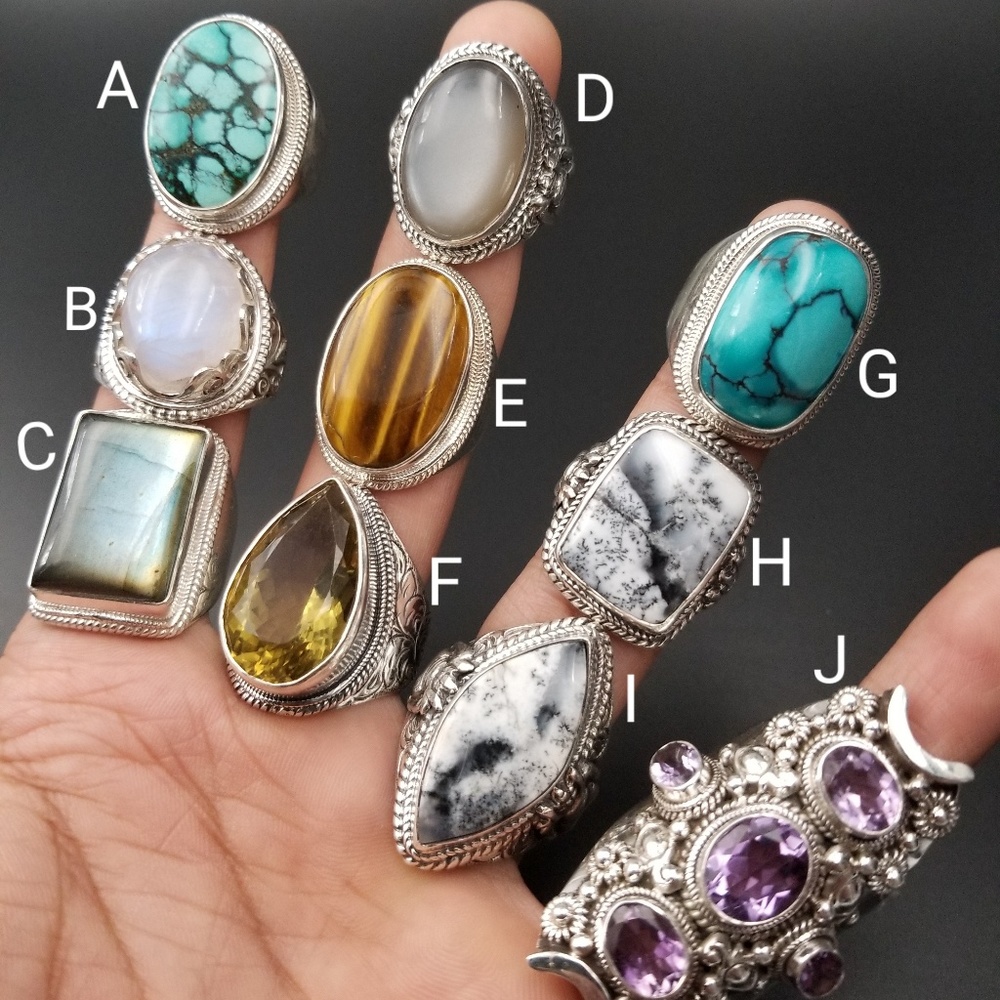 Handmade Sterling Silver Rings Authentic Stones